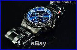 Invicta Mens Specialty PILOT Chronograph COMBAT ALL TRIPLE BLACK Blue Dial Watch