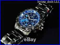 Invicta Mens Specialty PILOT Chronograph COMBAT ALL TRIPLE BLACK Blue Dial Watch