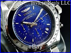 Invicta Mens Speedway Professional Chrono Silver Tone Persian Blue Dial SS Watch