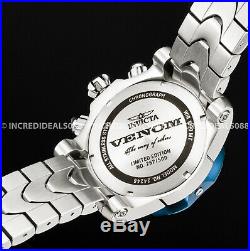 Invicta Mens Venom Swiss Mvt Ltd Ed Chronograph Silver Blue Red SS 52mm Watch