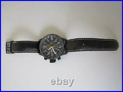 Invicta Mens Watch Left Handed Quartz Black Leather Band & Face