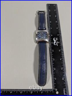 Invicta Model 9908 Chronograph Square Case 39 mm Blue Leather Band Watch 10 In