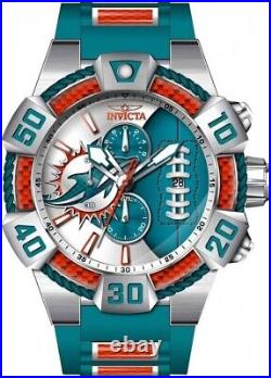 Invicta NFL MIAMI DOLPHINS 52mm Men's Blue Silver Dial Chronograph Watch 41581