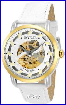 Invicta Objet d' Art 22635 Men's White Round Skeleton Automatic Leather Watch