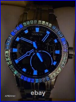 Invicta Open Heart Cristaux Mechanical Simulated Diamond LUME mens Watch