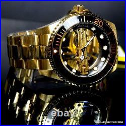 Invicta Pro Diver Ghost Bridge Mechanical Gold Plated Skeleton Black Watch New