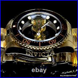 Invicta Pro Diver Ghost Bridge Mechanical Gold Plated Skeleton Black Watch New