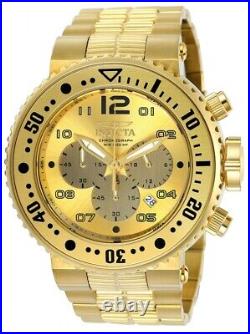 Invicta Pro Diver Men's Quartz 52mm Gold Case Gold Dial Chronograph 25076 Watch