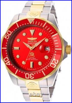 Invicta Pro Diver Men's Red Dial Stainless Steel Automatic Gold Steel Watch