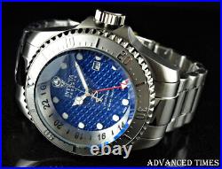 Invicta Reserve 52mm Hydromax SWISS GMT Mov't BLUE DIAL Silver Tone SS Watch NEW