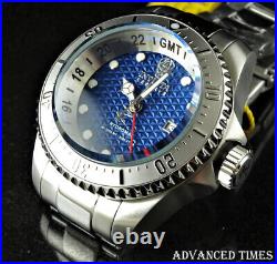 Invicta Reserve 52mm Hydromax SWISS GMT Mov't BLUE DIAL Silver Tone SS Watch NEW