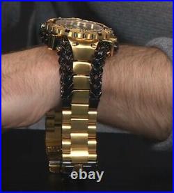 Invicta Reserve Gladiator 63mm Swiss Chronograph Bracelet Watch Gold Blk NEW