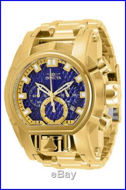 Invicta Reserve Mens Bolt Zeus Magnum 52MM Gold-Tone Blue Dial SS Bracelet Watch