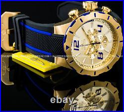 Invicta S1 RALLY Turbo Chronograph 18K GOLD Case Dial BLUE BLACK Strap Men Watch