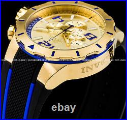 Invicta S1 RALLY Turbo Chronograph 18K GOLD Case Dial BLUE BLACK Strap Men Watch