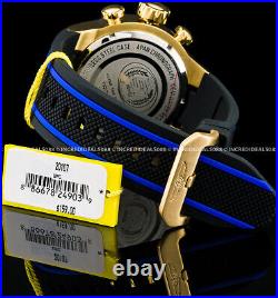 Invicta S1 RALLY Turbo Chronograph 18K GOLD Case Dial BLUE BLACK Strap Men Watch