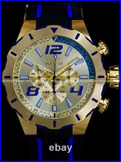 Invicta S1 RALLY Turbo Chronograph 18K GOLD Case Dial BLUE BLACK Strap Men Watch