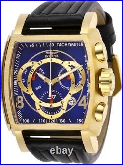 Invicta S1 Rally BLUE / Gold IP Genuine Leather Chronograph Watch NEW