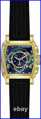 Invicta S1 Rally BLUE / Gold IP Genuine Leather Chronograph Watch NEW