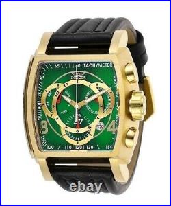 Invicta S1 Rally GREEN/ Gold IP Genuine Leather Chronograph Watch NEW