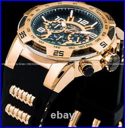 Invicta SPEEDWAY VIPER II CHRONOGRAPH Rose Gold Black Dial Strap Men SS Watch