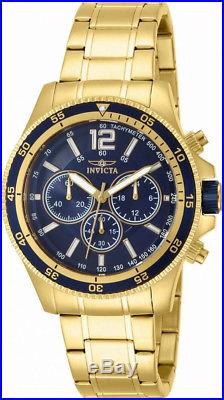 Invicta Specialty 13978 Men's Round Blue Analog Chronograph Gold Tone Watch