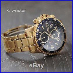 Invicta Specialty 18k Gold SS Chronograph Tachymeter Blue Black Dial Men's Watch
