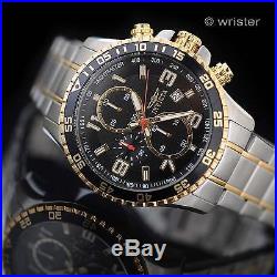 Invicta Specialty Chronograph 18k GOLD Plated Two Tone Black SS NEW Mens Watch