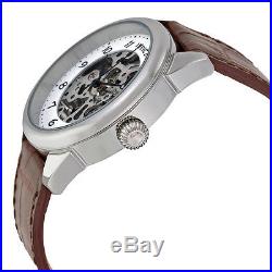 Invicta Specialty Silver Skeleton Dial Brown Leather Mens Watch 17187