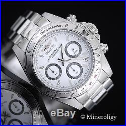 Invicta Speedway Chronograph Stainless Steel White Dial Tachymeter WR Mens Watch