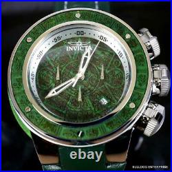 Invicta Subaqua Sea Dragon Wooden Aztec 52mm Green Leather Chronograph Watch New