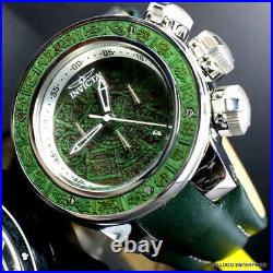 Invicta Subaqua Sea Dragon Wooden Aztec 52mm Green Leather Chronograph Watch New