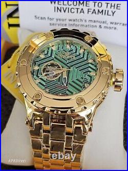 Invicta Subaqua Specialty Automatic GOLD PLATED Open Heart mens watch SAS