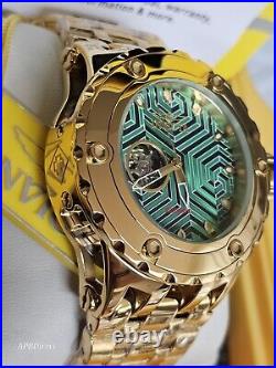 Invicta Subaqua Specialty Automatic GOLD PLATED Open Heart mens watch SAS