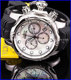 Invicta VENOM SEA DRAGON Silver Case Dial Chronograph 52mm Black Strap MOP Watch