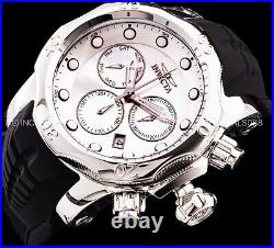 Invicta VENOM SEA DRAGON Silver Case Dial Chronograph 52mm Black Strap MOP Watch