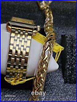 Invicta Vintage 33.5mm SET Gold Plated Case & Bracelet Quartz mens watch