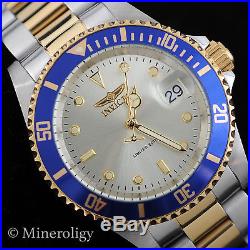 LIMITED EDITION Invicta Pro Diver AUTOMATIC 18k Gold IP 2Tone Blue Bz Mens Watch