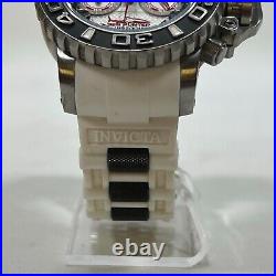 Large Invicta White Sea Hunter Chronograph SiliconeWR300M 20473 Stainless Watch