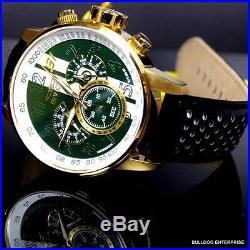 Men Invicta S1 Rally Racing Green Gold Plated Leather Chronograph Watch New