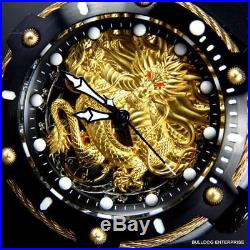 Men's Invicta Bolt Dragon Gold Tone Mechanical Black Silicone 52mm Watch New