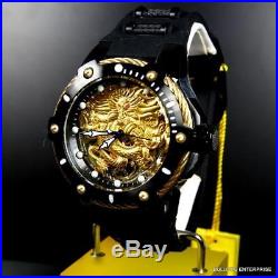Men's Invicta Bolt Dragon Gold Tone Mechanical Black Silicone 52mm Watch New