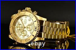 Men's Invicta Pro Diver 18k GOLD Plated SS Chronograph Champagne Dial $695 Watch