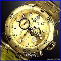 Men's Invicta Pro Diver Scuba 18kt Gold Plated Steel Chronograph 48mm Watch New