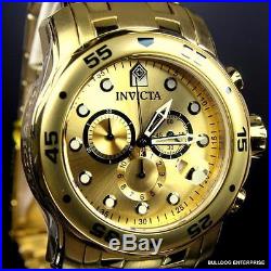 Men's Invicta Pro Diver Scuba 18kt Gold Plated Steel Chronograph 48mm Watch New
