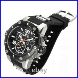 Mens Invicta 19526 Speedway Chrono Date Steel & Black Silicone 50mm Swiss Watch