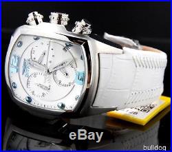 Mens Invicta 6128 Lupah Revolution Leather White Chronograph Swiss Watch New