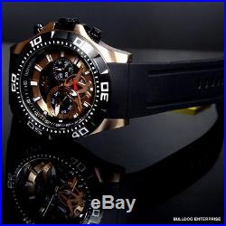 Mens Invicta Aviator Black Rose Gold Tone Multifunction Carbon Fiber Watch New