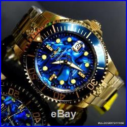 Mens Invicta Grand Diver Automatic Diamond Gold Plated Blue Abalone Watch New