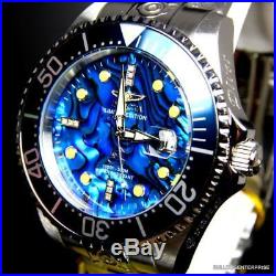 Mens Invicta Grand Diver Automatic Diamond Silver Steel Blue Abalone Watch New